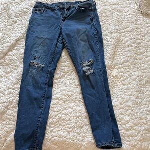 Old Navy Women's Blue Distressed Skinny Jeans